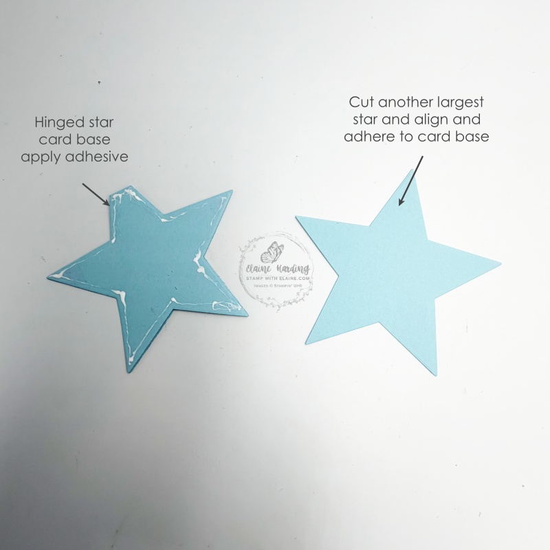 picture instructions on adhering star to hinged star card base